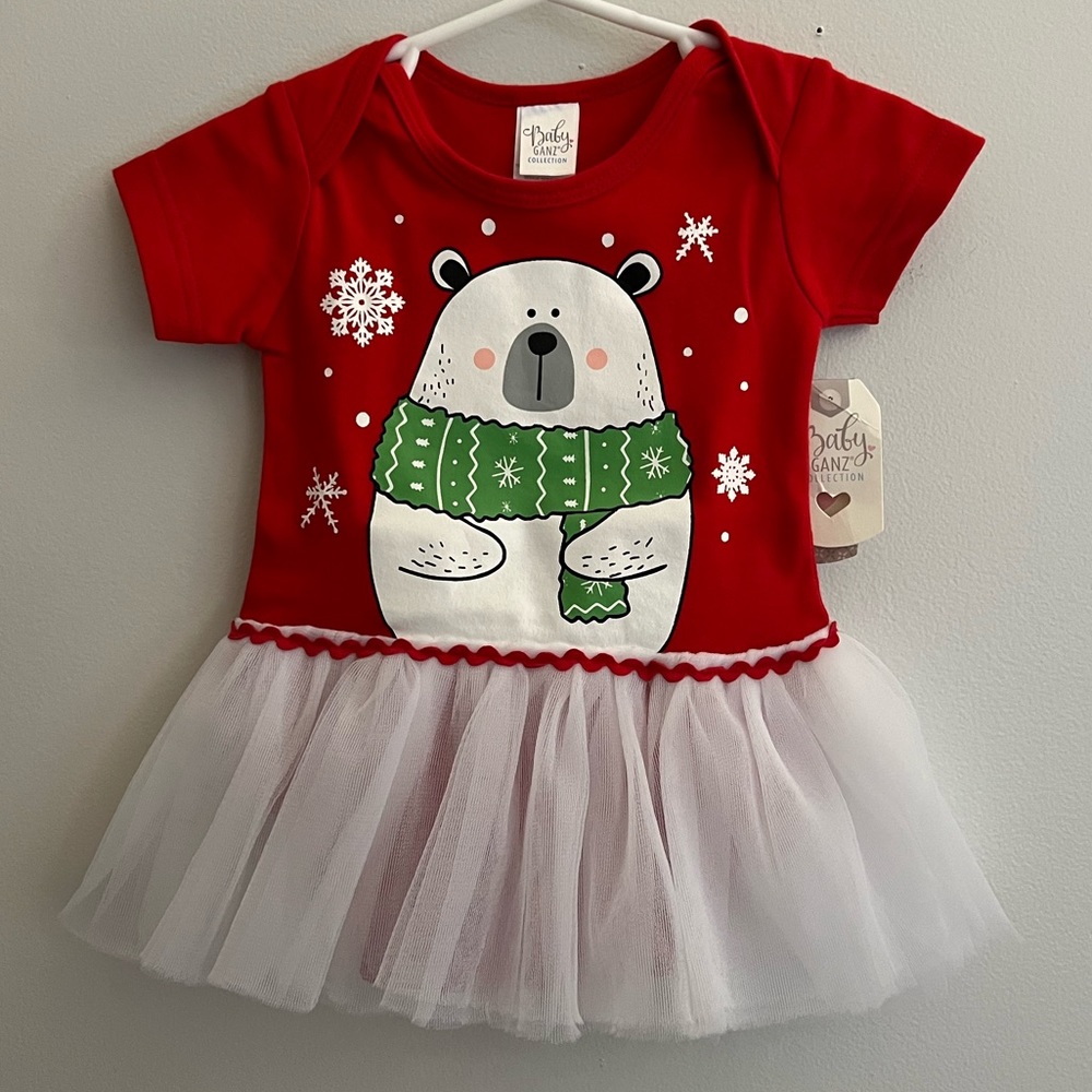 Baby Ganz Collection Winter Polar Bear Tutu One Piece  0-6 Months NWT